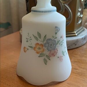 Fenton Art Glass Milk Satin Provincial Bouquet Bell Signed Artist